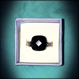 Black onyx and diamond ring